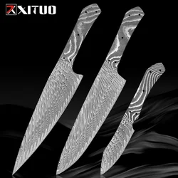 Damascus Steel Blank Blade Knife Making Handmade DIY Material Slicing Knife Chef Knife Fruit knife Full Tang Knives Blade Blanks