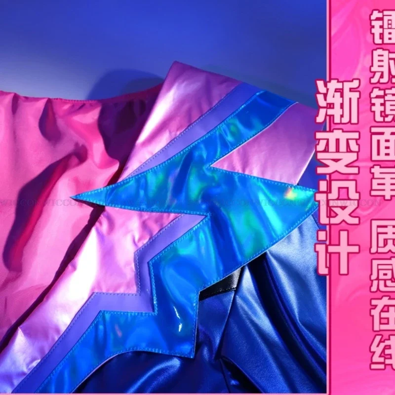 ชุดสูทแฟชั่นสีชมพูสำหรับชุดคอสเพลย์ผู้หญิงโลฮ่าฮ่าๆชุดงานปาร์ตี้ฮาโลวีนชุดเสื้อผ้าสำหรับผู้ชายยูนิฟอร์ม