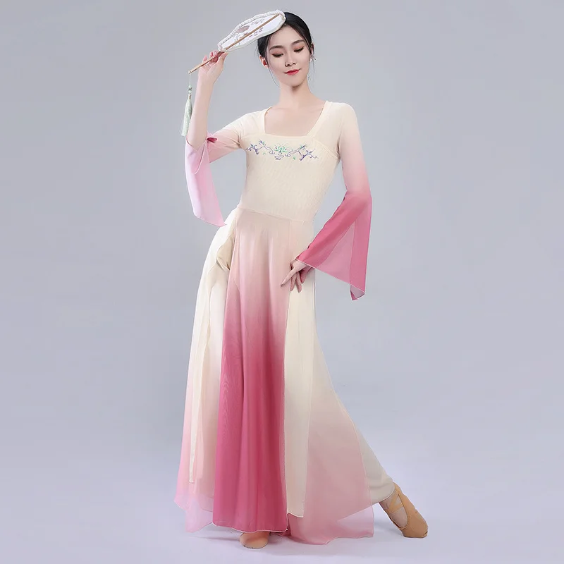 Vestido de Dança Clássica Feminina, Charme Corporal Elegante, Vestido de Gaze, Performance de Artes Marciais, Dança Folclórica na China