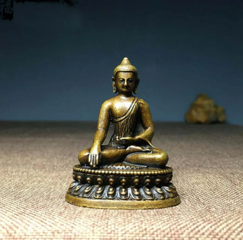 Buddhist Pocket Talisman Retro Bronze Sakyamuni Omnipotent Buddha Statue
