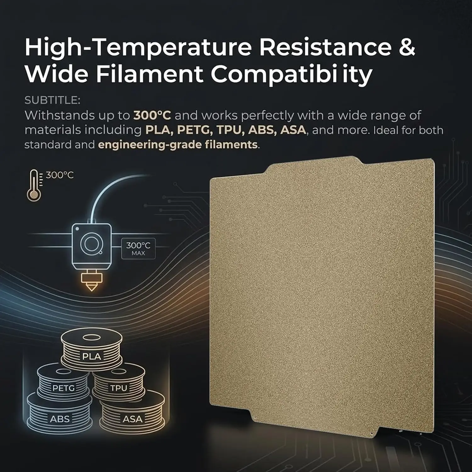 Dwustronna płyta PEI PET PEO Creator 5 PRO do drukarki Flashforge Creator 5, płyta PEI C5, płyta robocza 256x256mm, stal sprężynowa. — zdjęcie produktu 3