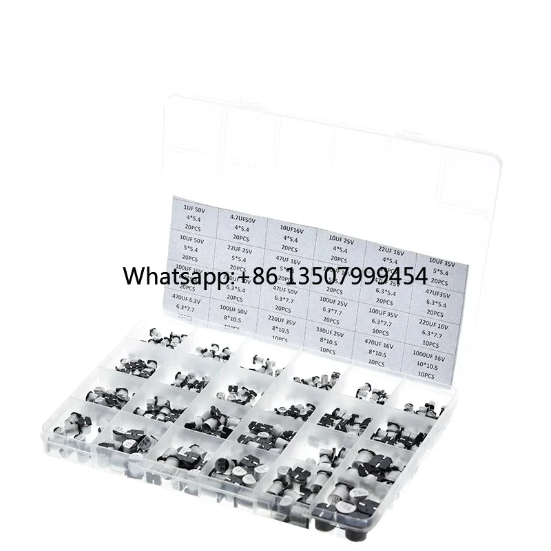 

400 Sets 24 Specifications 1uF-1000uF SMD Chip Aluminum Electrolytic Polar Capacitor Box Kit 20% Tolerance New Original Brand