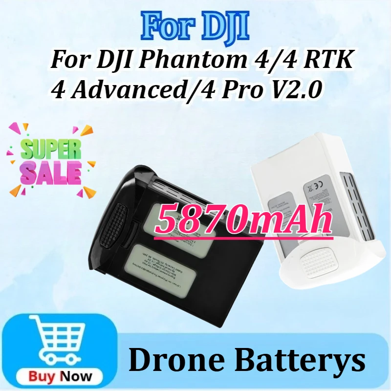 

15.2V 5870mAh Drone Battery Flight Time 30 Minutes for DJI Phantom 4/4 Advanced/ 4 RTK / 4 Pro V2.0 Series Drone High Quality
