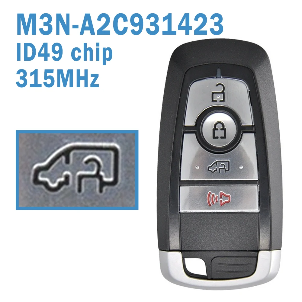 M3N-A2C931423 Auto Remote Control 315MHz ID49 Chip Replacement Smart Car Key 4 Buttons Key Fob For Ford Transit Connect 2019