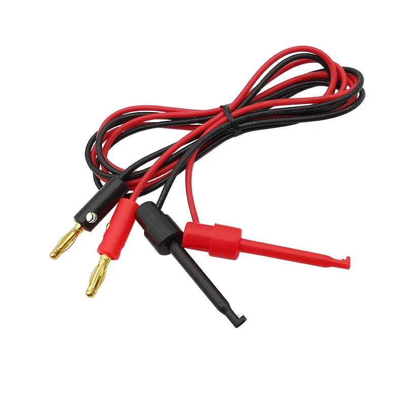 1Pair Red Black 4mm Banana Plug to Telescopic Hook Clips Test Leads Wire Connector For DIY Electrical Multimeter Testing Cable