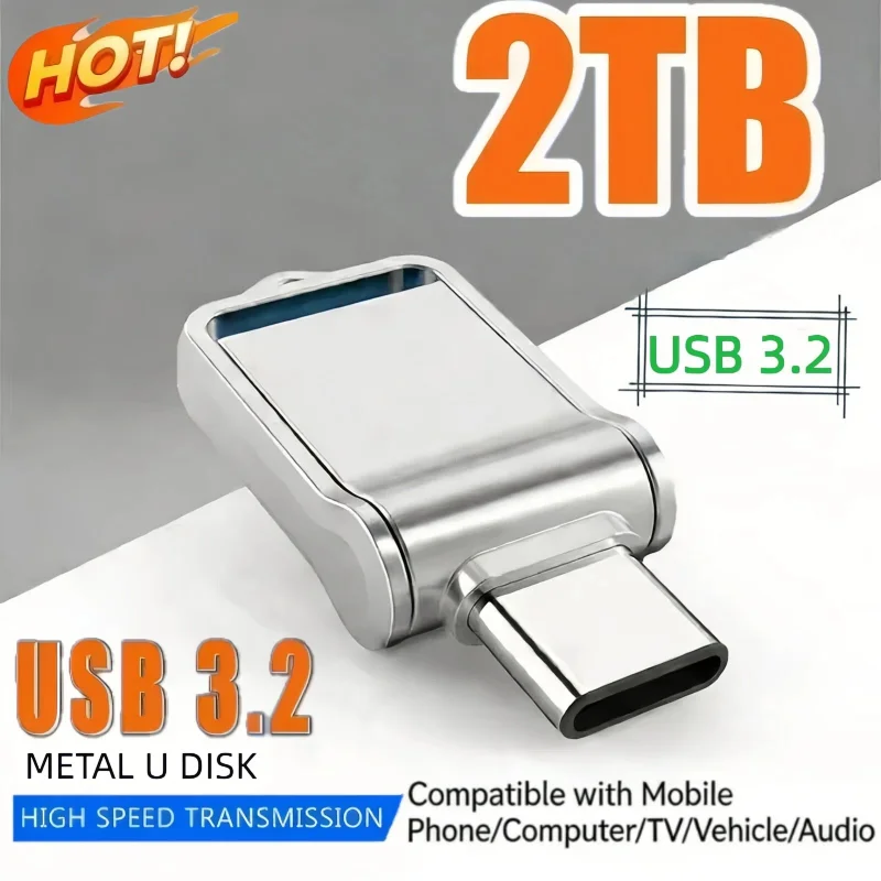 

Мини-флеш-накопитель 2 ТБ, USB 3.2, быстрый флеш-накопитель типа C, высокоскоростная память, 512 ГБ, для компьютеров, телефонов, ПК, быстрый U-диск