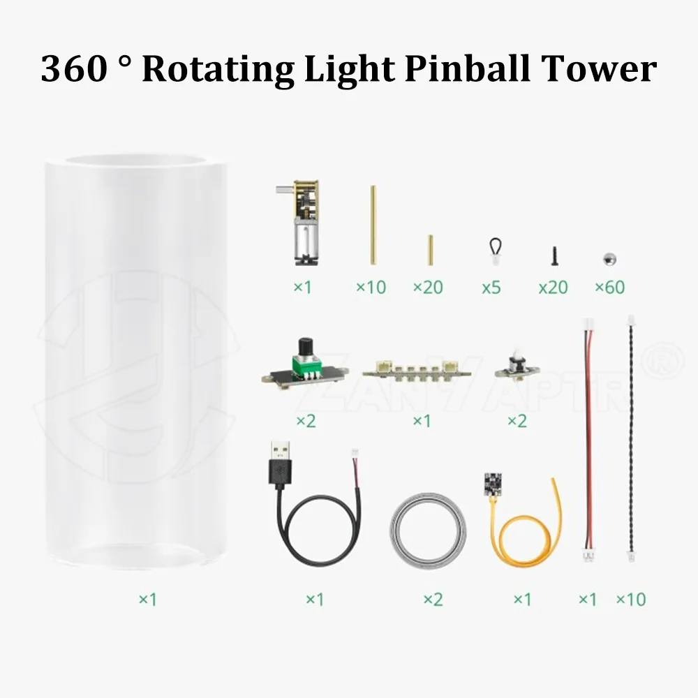 لمختبر بامبو DIY 360 °   الدورية ضوء برج الكرة والدبابيس المدرب ZH057 مكونات النموذج الإبداعي للطابعة ثلاثية الأبعاد