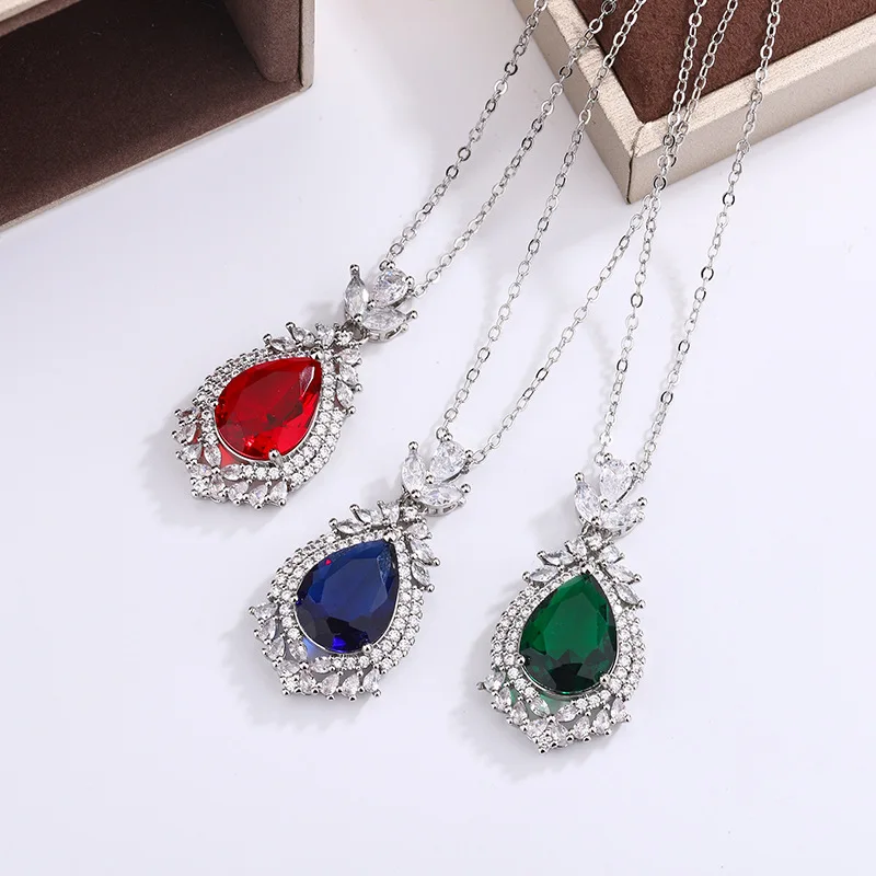 S925 Silver Temperament Elegant Water Drop CZ Necklace Wedding Ceremony Party Women's Neck Accessory Luxury Jewelry Fancy Gift