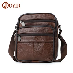 JOYIR Genuine Leather Retro Men's Crossbody Bag Small Designer Shoulder Bags for Male Zip Messenger Bags Casual Travel Sling Bag