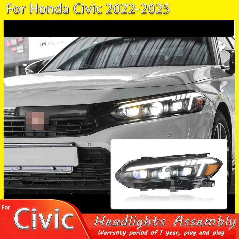 

Светодиодные фары для HONDA Civic 2022-2025: Проекционные фары, ДХО, указатели поворота, комплект фар в сборе, автоаксессуары