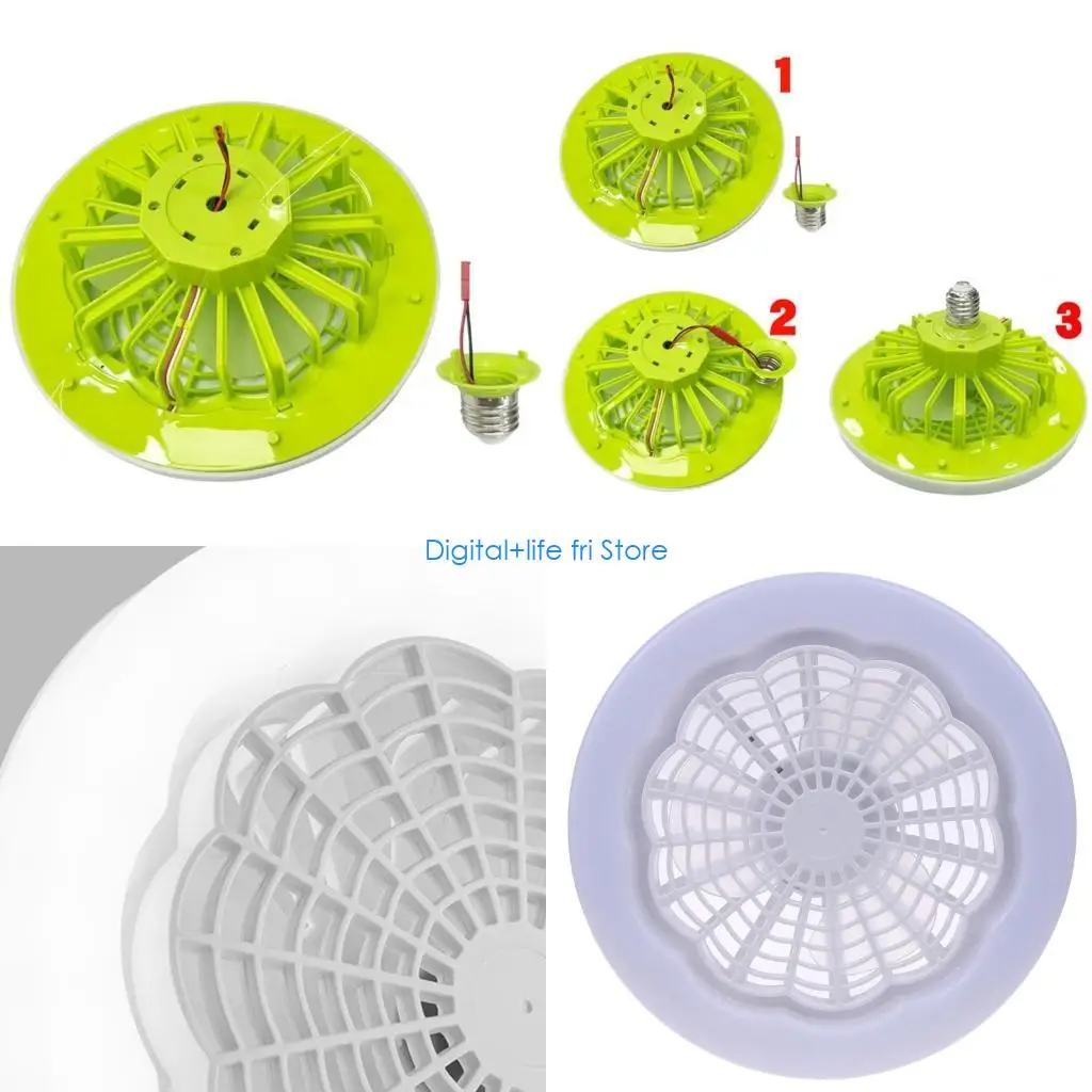 E06D 2-in-1 Fan Lamp E27 LED Light 30W Mini Ceiling Fan Light for Home Office Kitchen