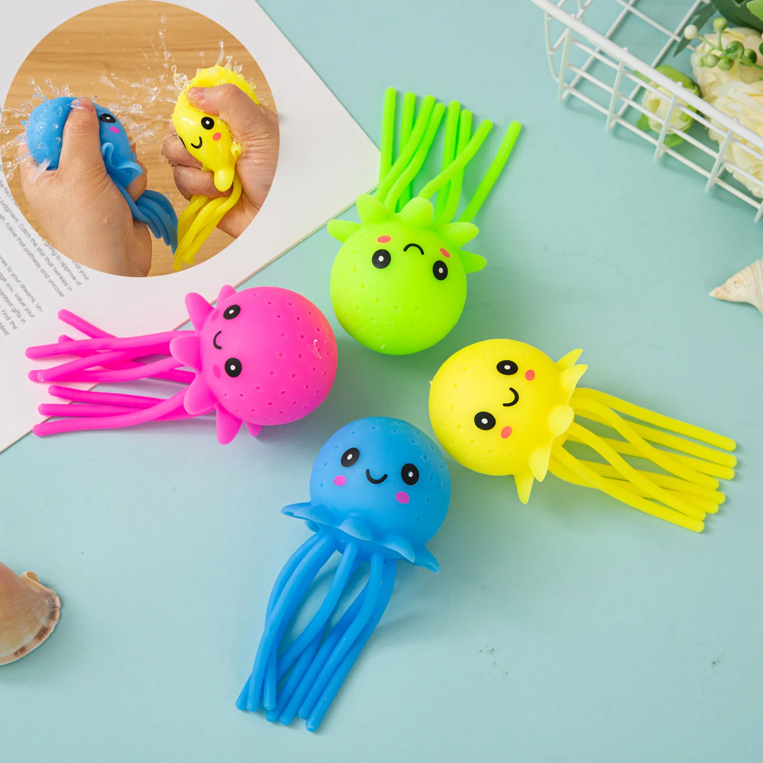 Water-absorbing Octopus Pinch Stress Relief Fidget Toy TPR Decompression Bathing Toy Playing Water Pool