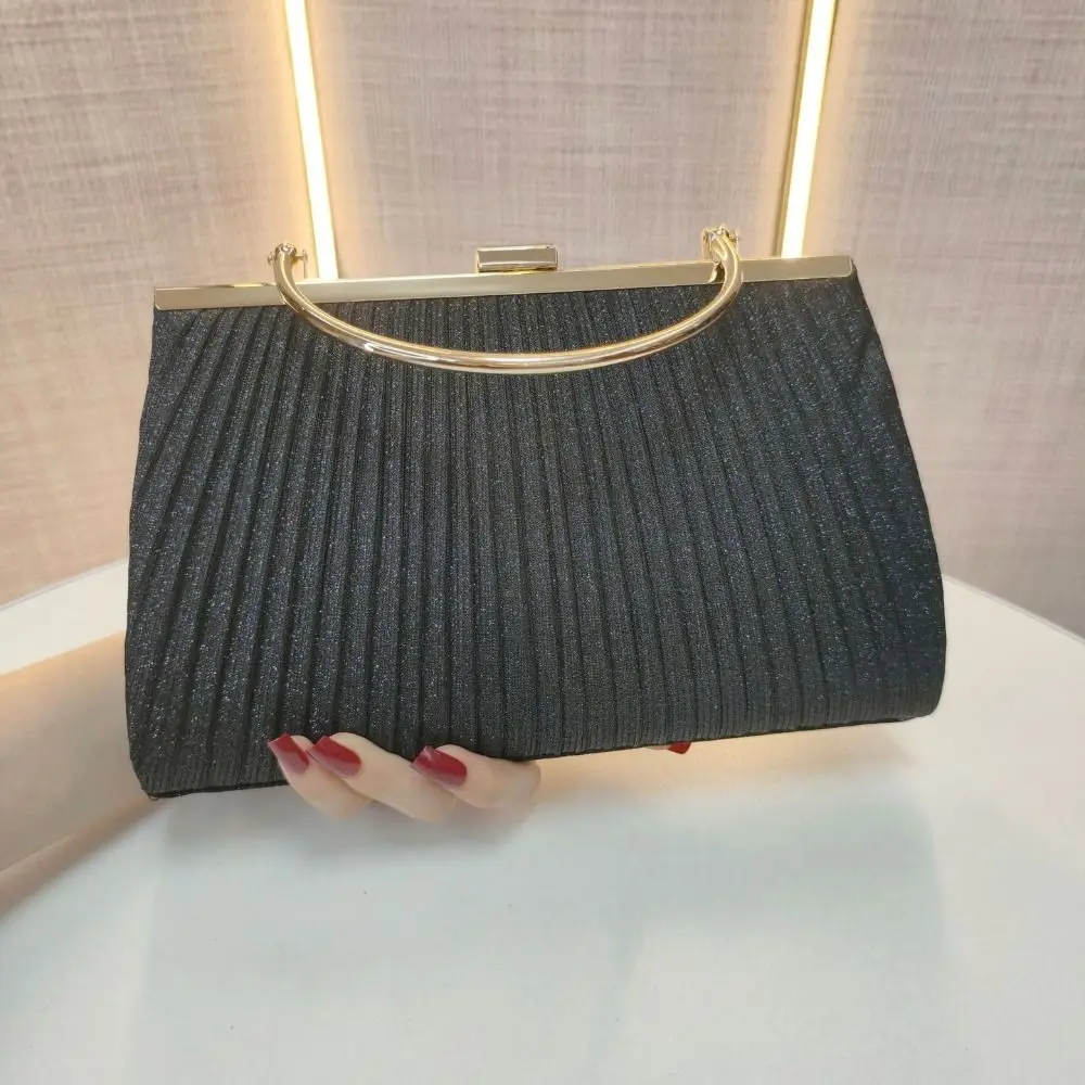 Shoulder Bag Fashionable Women Evening Handbag Elegant Glitter Crossbody Bag Pleated Luxury Chain Dinner Purse Female