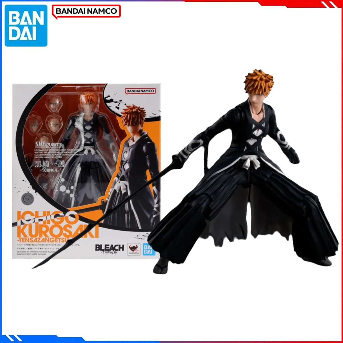 

Подлинная оригинальная фигурка Bandai Bleach, модель комплекта SHF 1/12, аниме-фигурки Kurosaki Ichigo Tensa Zangetsu, экшн-модель, Рождественская игрушка