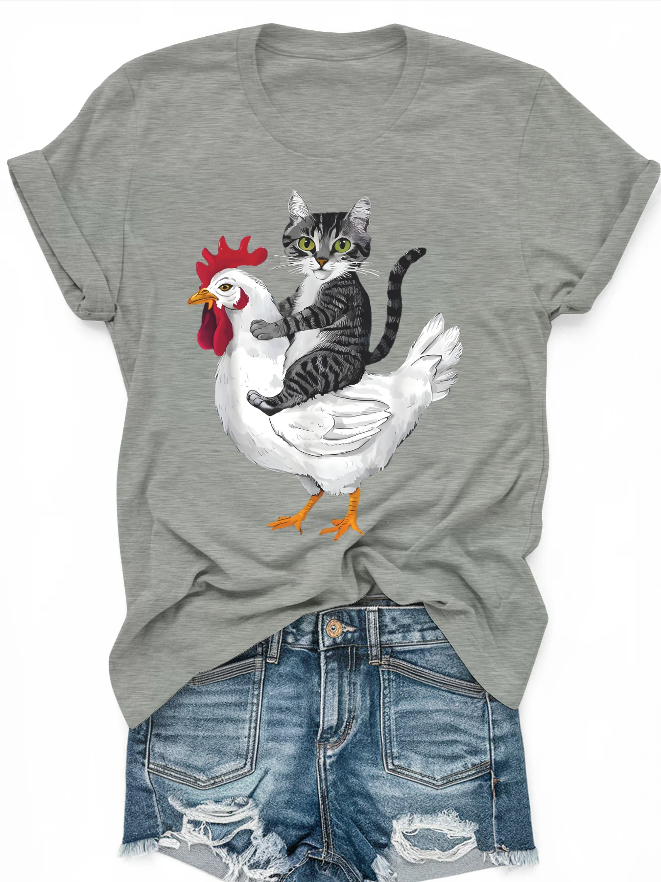 

Women's large-size printed short-sleeved T-shirt, loose and casual, soft, comfortable and breathable, outdoor sports