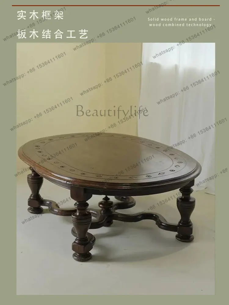 

French retro coffee table solid wood living room coffee table high-end B & B antique furniture