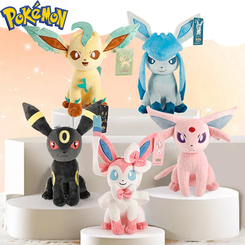 Original POKEMON Eevee Series Plush Toy Dolls Sylveon Leafeon Jolteon Eevee Vulpix Glaceon Umbreon Plush Cartoon Kids Gifts