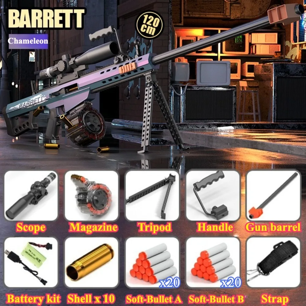 باريت شل لينة رصاصة بندقية يمكن إطلاقها مسدس لعبة قاذفة كهربائية قناص بندقية نموذج لعبة اطلاق النار في الهواء الطلق هدية الكريسماس