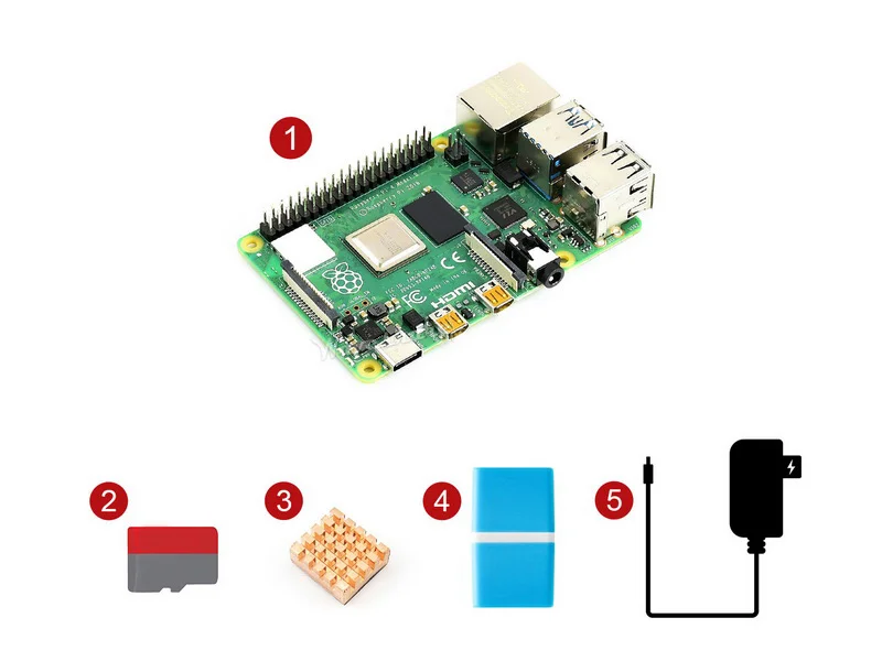 Raspberry Pi 4 Model B  8G Starter Kit, Essential Parts, 16GB micro SD card, Heat sink, power adapter