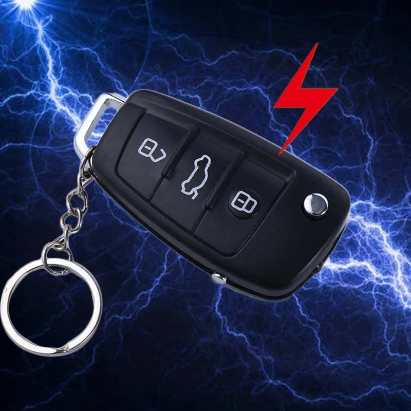 Black Electric Shock Car Key Prank Toy Keychain Practical Jokes Funny Trick Prank Toys For Children Kids Gift