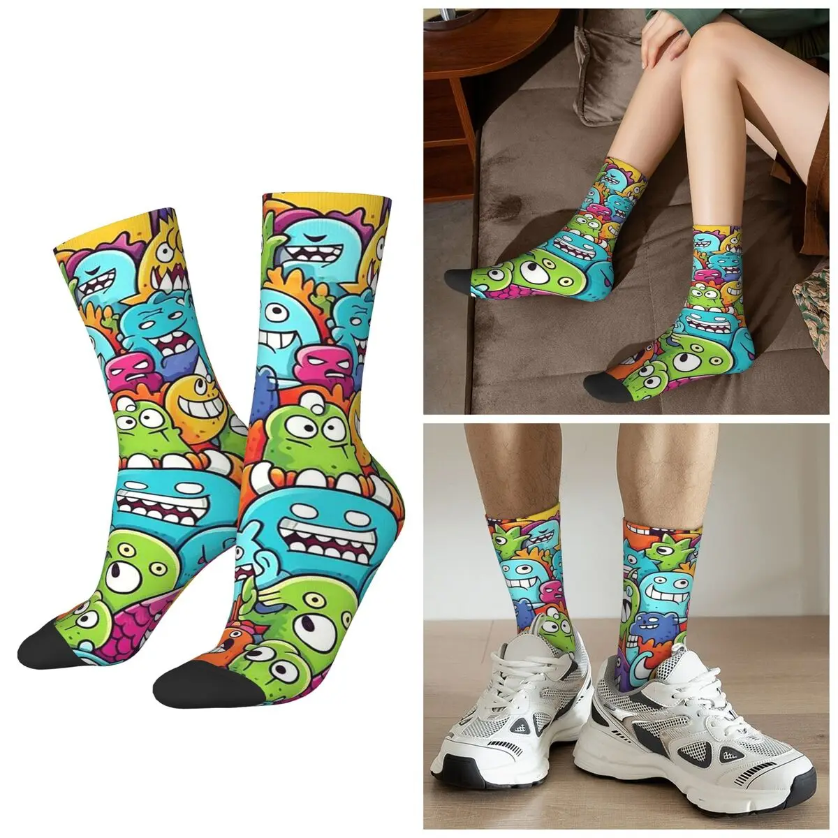 

All Seasons Cartoon Character Style Socks Harajuku Sport Middle Tube Socks Hip Hop Stockings for Men Women Gifts