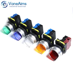30mm Selector Rotary Knob Switch LA36M Self locking Momentary 12v 24v 220v 2/3 Position Start Stop Switch On Off with LED Light