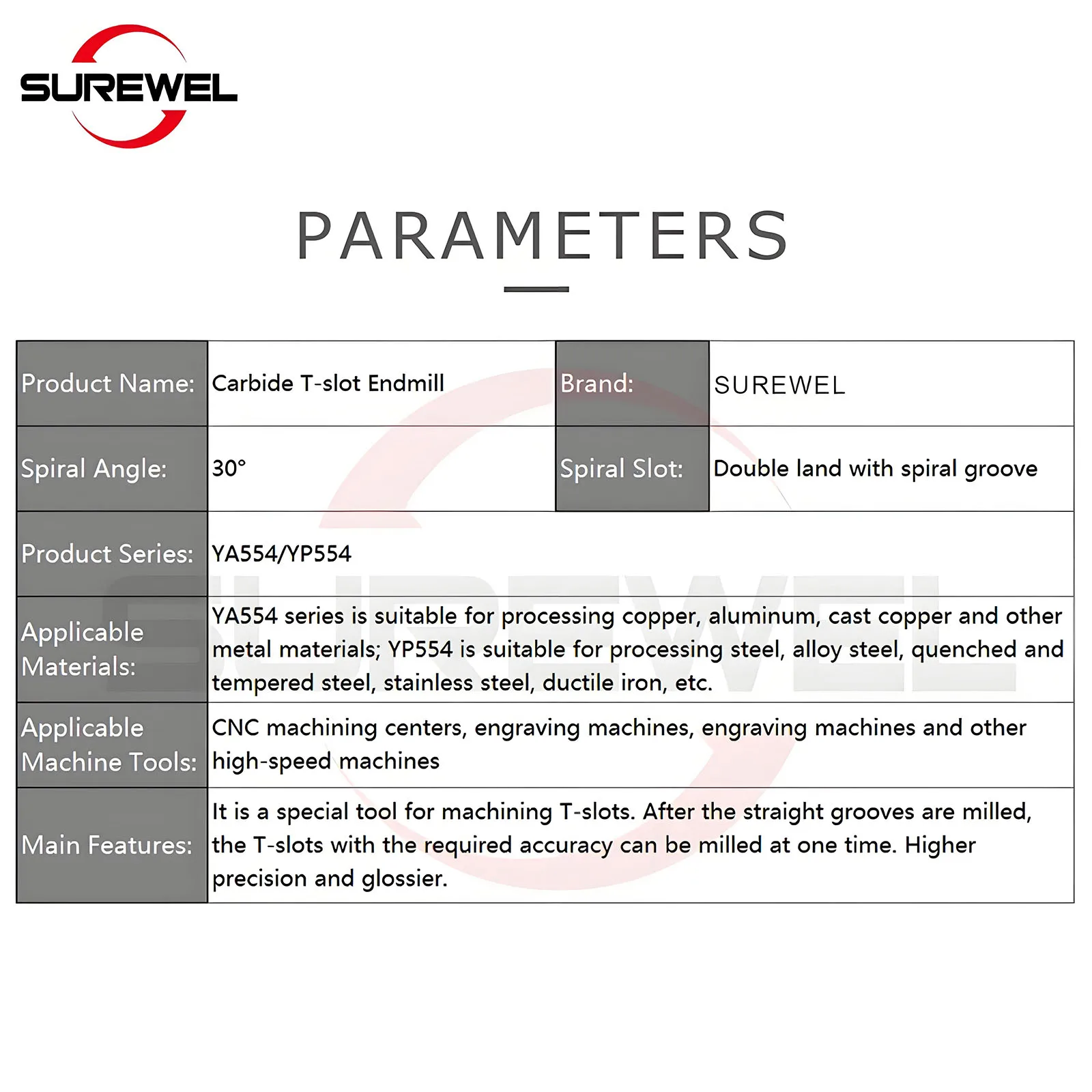 SUREWEL HRC60 Solid Carbide T slot cutter 5mm 6mm 8mm