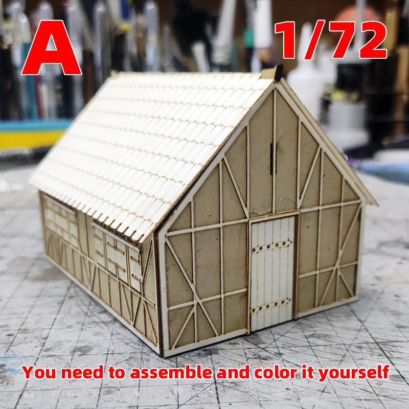 Architektonisches Modell zum Zusammenbauen, Sandtisch, Europa, ländliches Haus, Gebäude, Villa, Bungalow, Diorama, Maßstabsmodellbausatz 1/72 – Detail 2