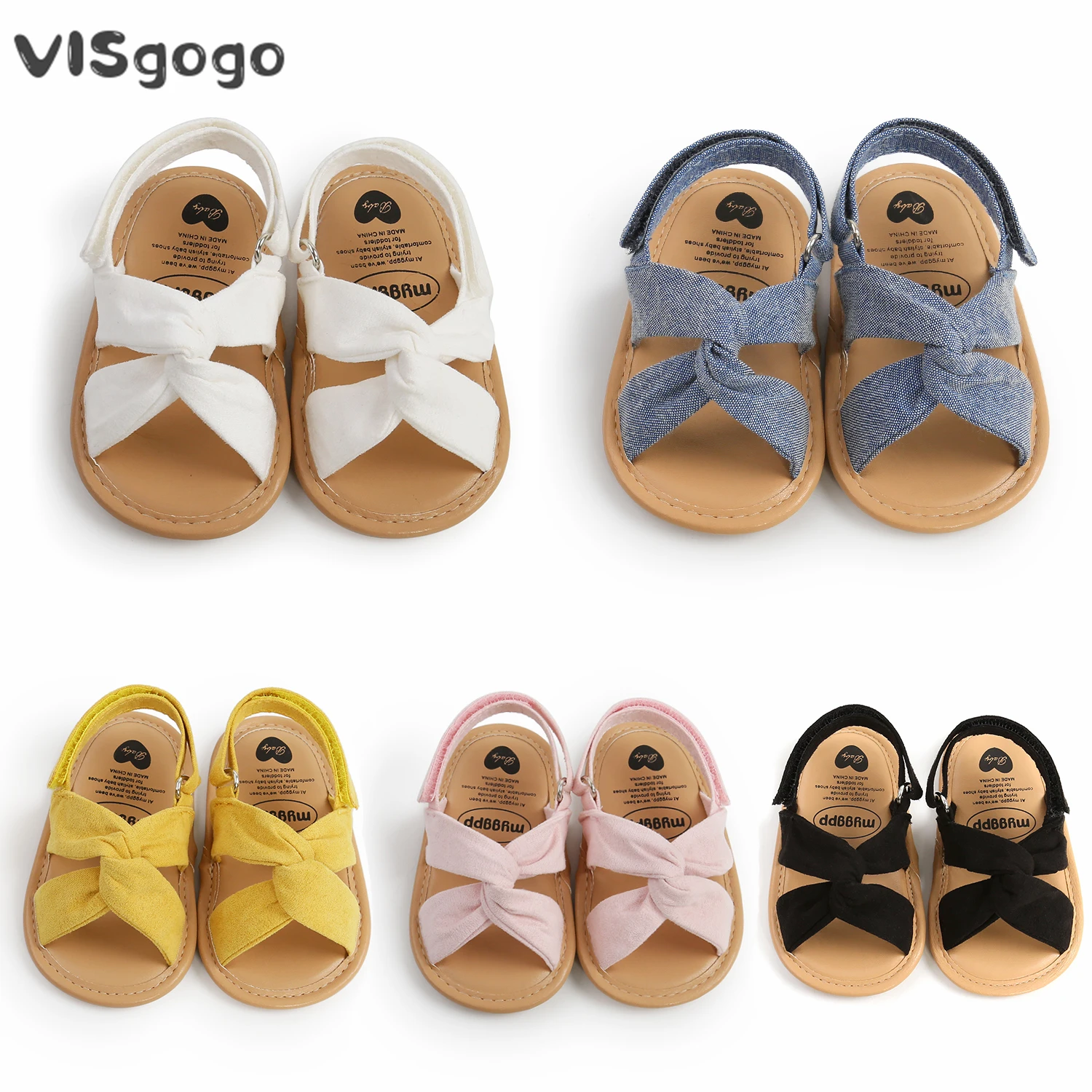 

VISgogo Baby Girls Sandals Infant Newborn Bowknot Crib Shoes Summer Soft Sole Anti-Slip First Walking Shoes Prewalker