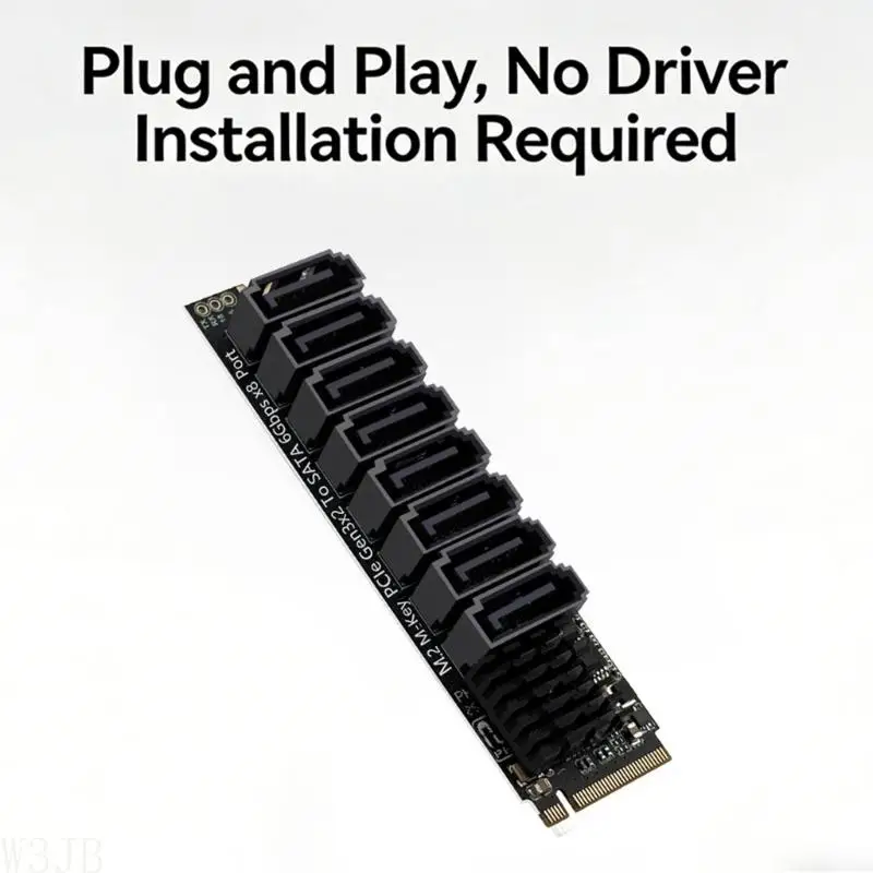 W3JB 8 Port PCIe SATA3.0 6 Gbit/s Controller Karte M.2 NVME PCIE Schnelle Datenübertragung Aluminium Kühlkörper für Desktop – Detail 10