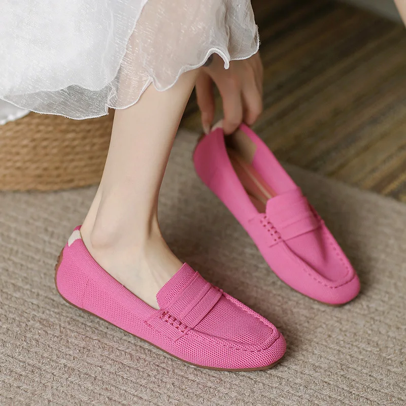 2024 nuove ballerine lavorate a maglia tessute scarpe Casual con fondo morbido da donna scarpe singole antiscivolo leggere versatili slip on Lofers