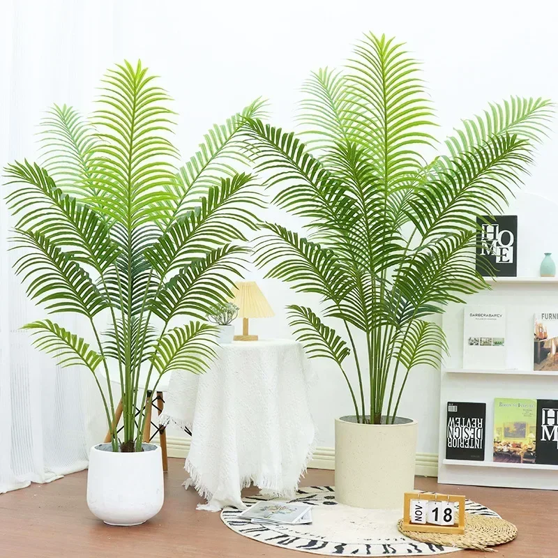 

120cm Large Artificial Palm Tree with flowerpot Tropical Plants Branch Plastic Fake Leaves Green or Christmas Home Garden Decor