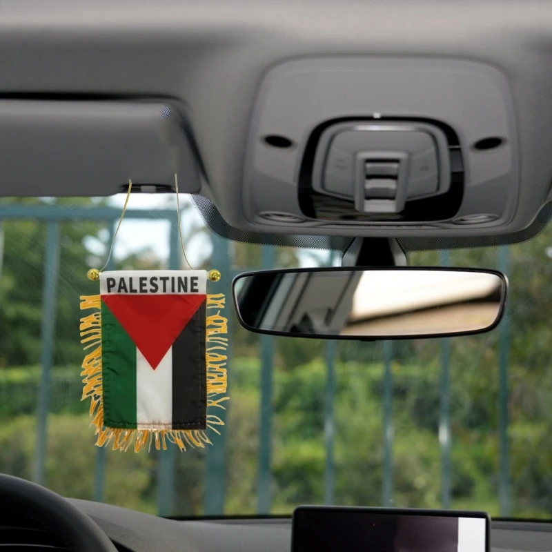 1Pcs Palestine Small Hanging Flag Double Sided Tassel With Sucking Disc Car Decoration Hanging Flag Mini Pennant