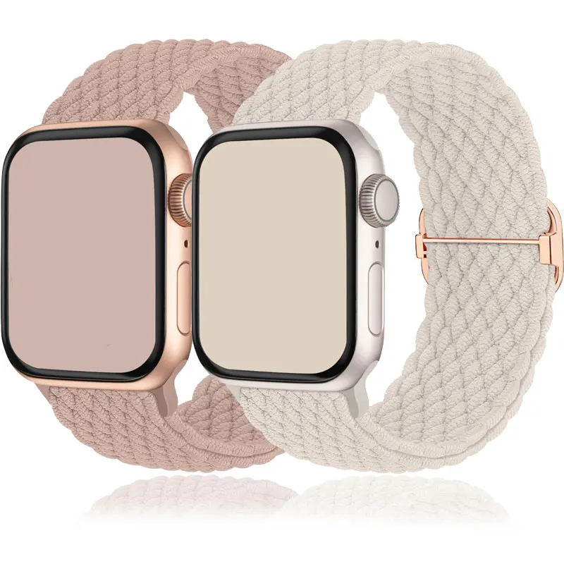 Braided Solo Loop for Apple Watch Band 49mm 46mm 45mm 44mm 42mm 41mm 40mm Stretchy Nylon Strap iwatch SE 9 8 7 6 5 4 10 Ultra 2