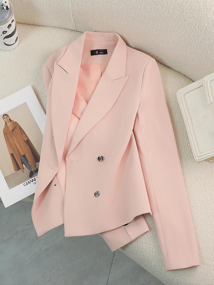 Fashion Pink Beige Black Women Blazer Ladies Solid Loose Female Casual Jacket Coat