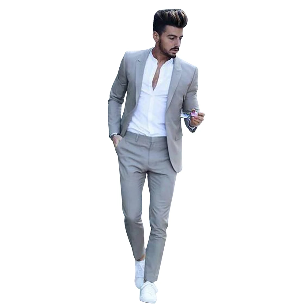 Elegant Blazer Men\'s Suit Peak Lapel Two Pieces Set tuxedos men suits wedding jacket+pants