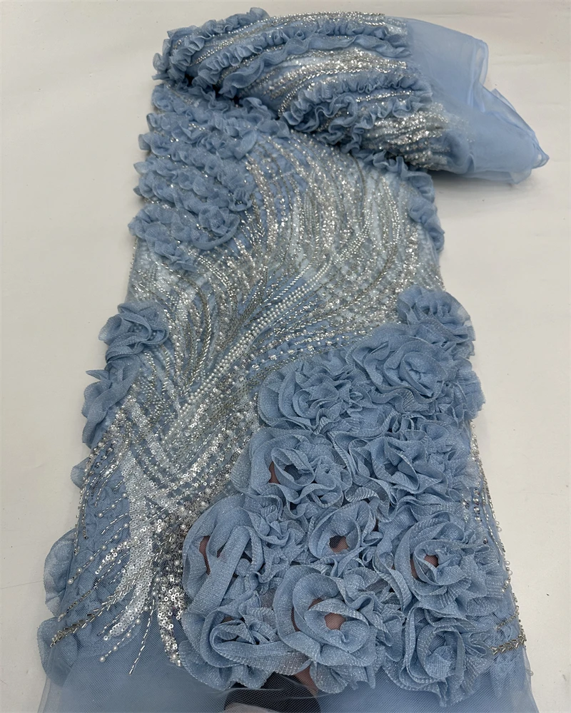 High Quality Beaded Nigerian Sequin Lace Fabric French African Groom Embroidery for Women Wedding Dresses