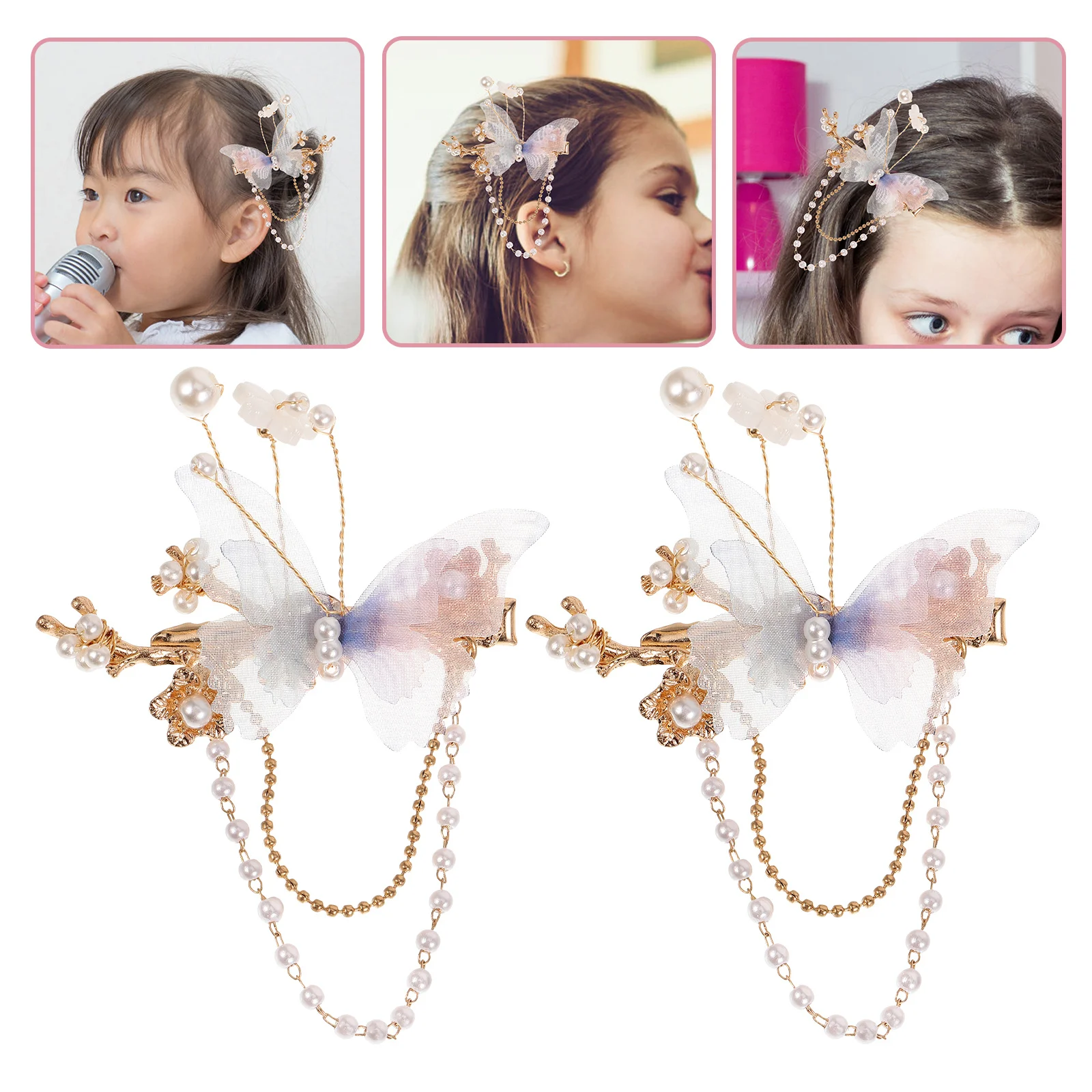 

2Pcs Butterfly Hair Clips Classic Color Fashion Sense Comfortable Wear No Pain Long Time Use Butterfly Hair Clips