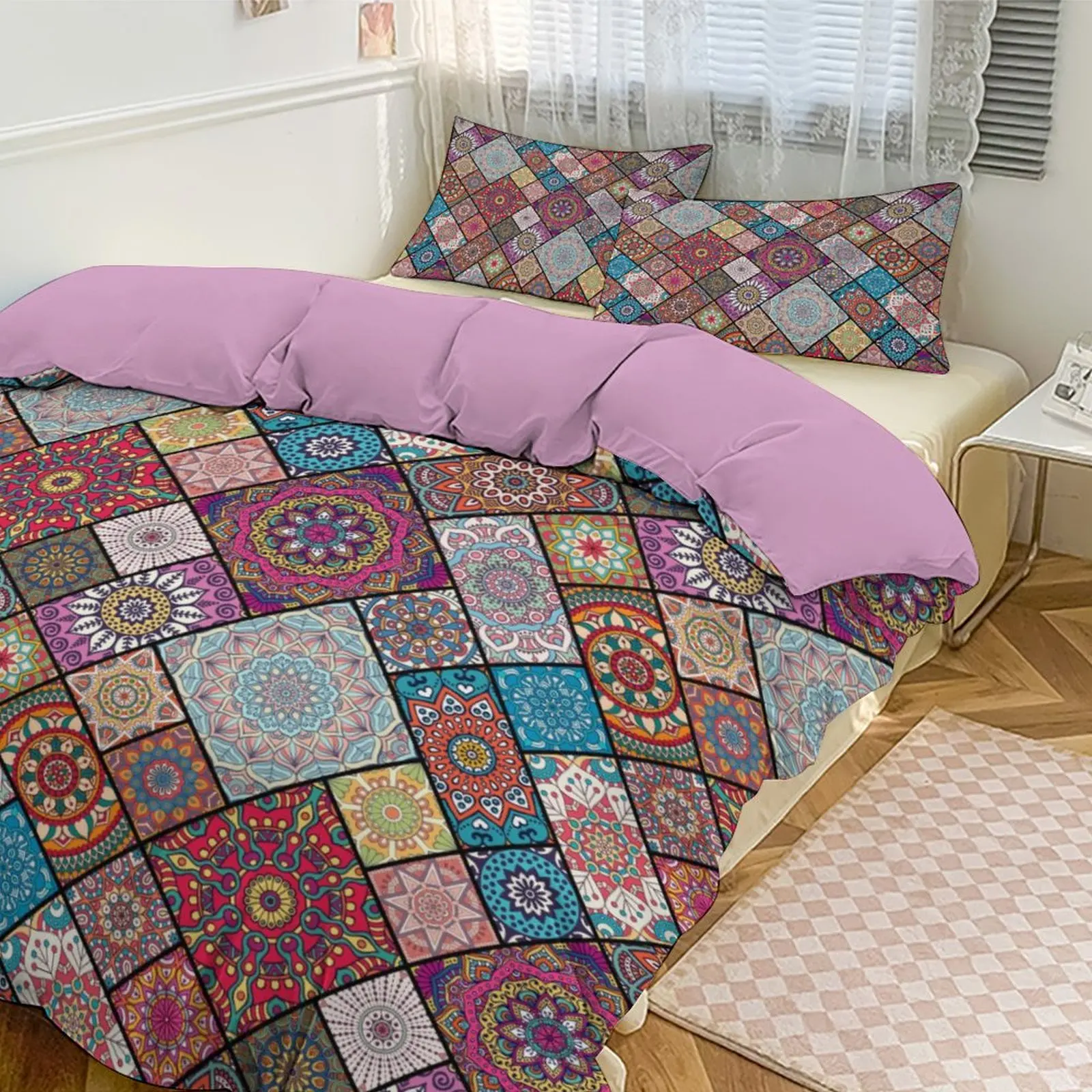 

Cozy Brushed Thickened Bedding Set, Ethnic Bohemian Patchwork Pattern
