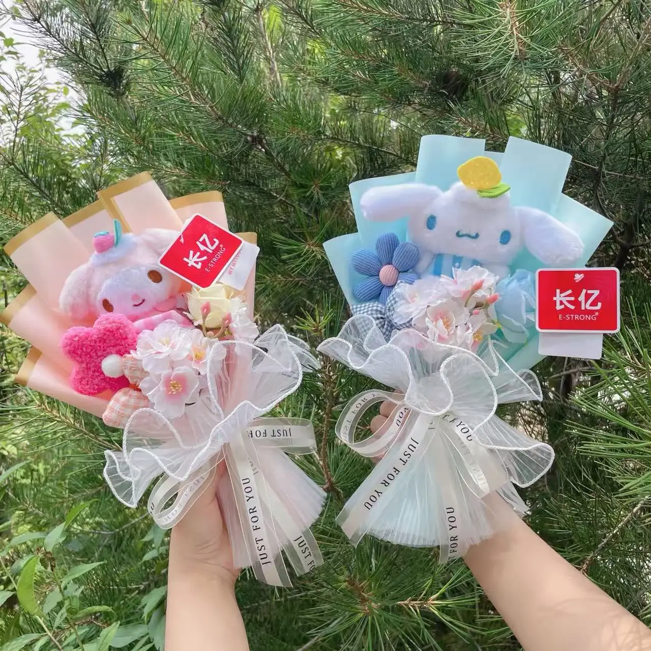 Genuine My Melody Kuromi Cinnamoroll Hellokitty Plush Dolls Creative Bouquet Valentine Christmas Graduation Gifts For Kids Girls