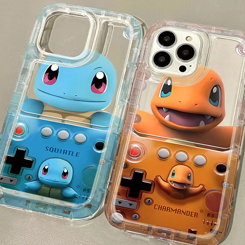 Cute P-Pokemon Game Console Case For iPhone 16 15 14 13 12 11 Pro Max XS X XR 8 7 Plus SE 2020 Shockproof Clear Silicone Cover