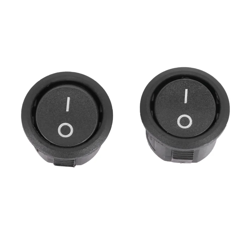 VOFUN-25 piezas SPST botón negro encendido/apagado interruptor basculante redondo AC 6A/125V 3A/250V