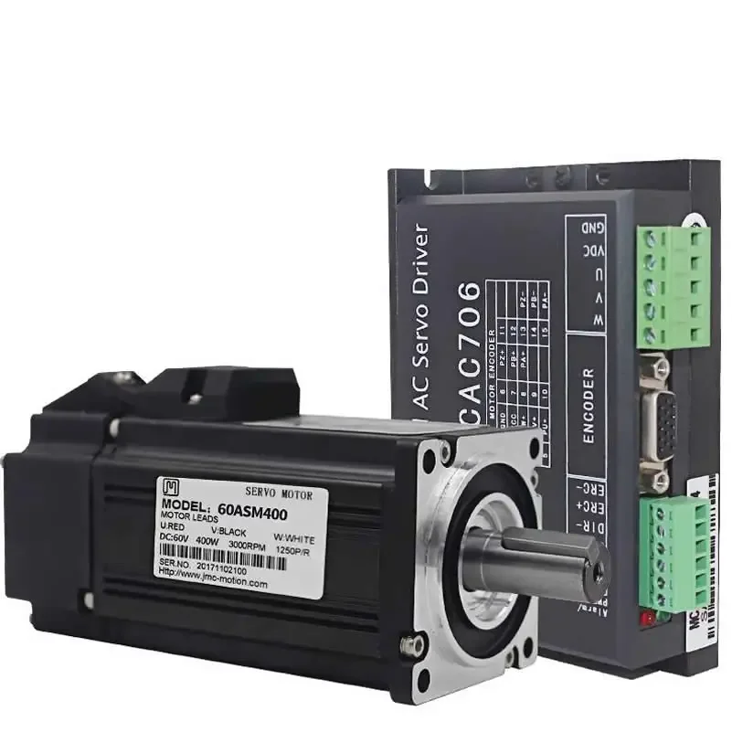 Original JMC 60ASM400+MCAC706 400W 60VDC 1.27N.m NEMA24 Economical AC servo motor drive kit 1250 line 3000rpm