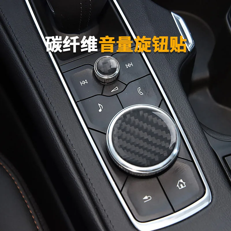 ينطبق على كاديلاك 18 XT4 ألياف الكربون حجم المقبض مفتاح الترتر ملصق CT6 زر التحكم المركزي حلقة الزخرفية