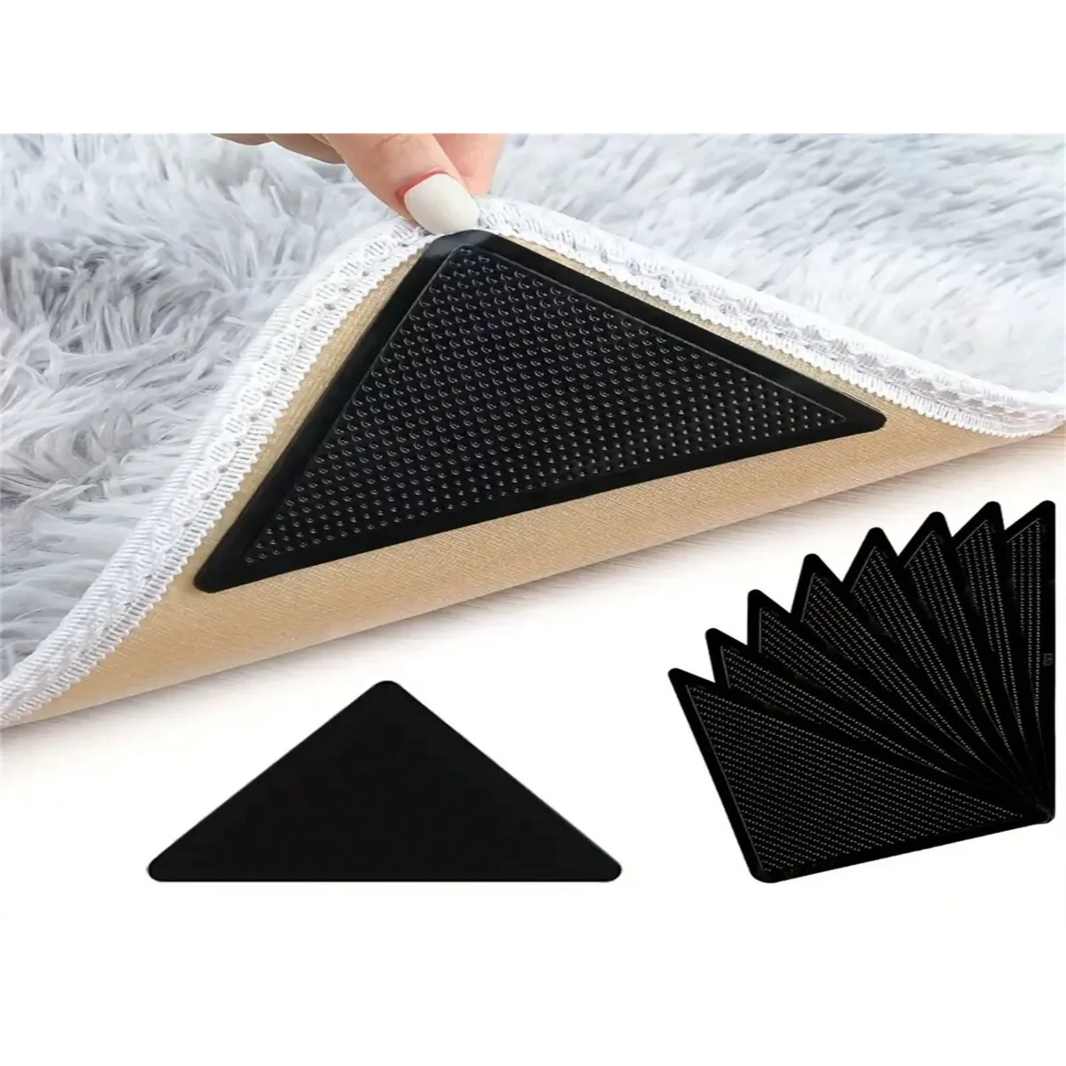 4/8 Pcs Non-Slip Rug Grippers For Hardwood Floors And Tiles - Reusable And Washable - Dual-Sided Adhesive Rug Tape Gripper For A