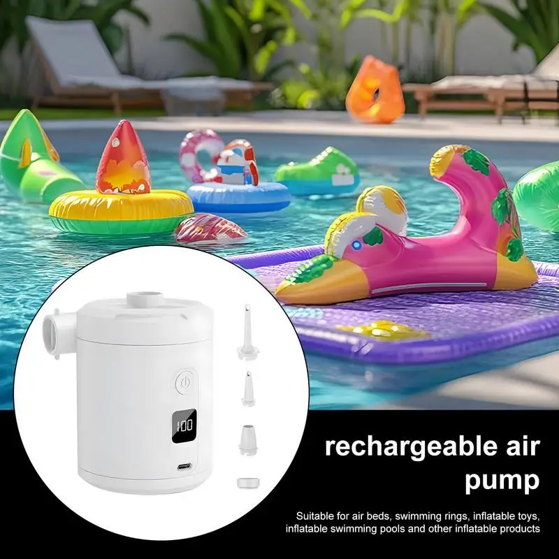 

Portable Air Pump For Inflatables Tiny Air Pump Electric 5200mAh Battery 4000Pa Quick Inflator Deflator For Pool Beach Travel