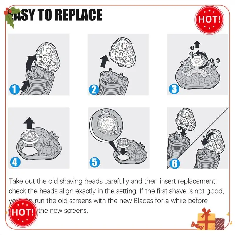 ABLE-شفرات رأس ماكينة الحلاقة قطع غيار فضية لـ Norelco HQ9 HQ9070 HQ9080 HQ8240/8260 PT920 8140XL 8150XL 8170XL