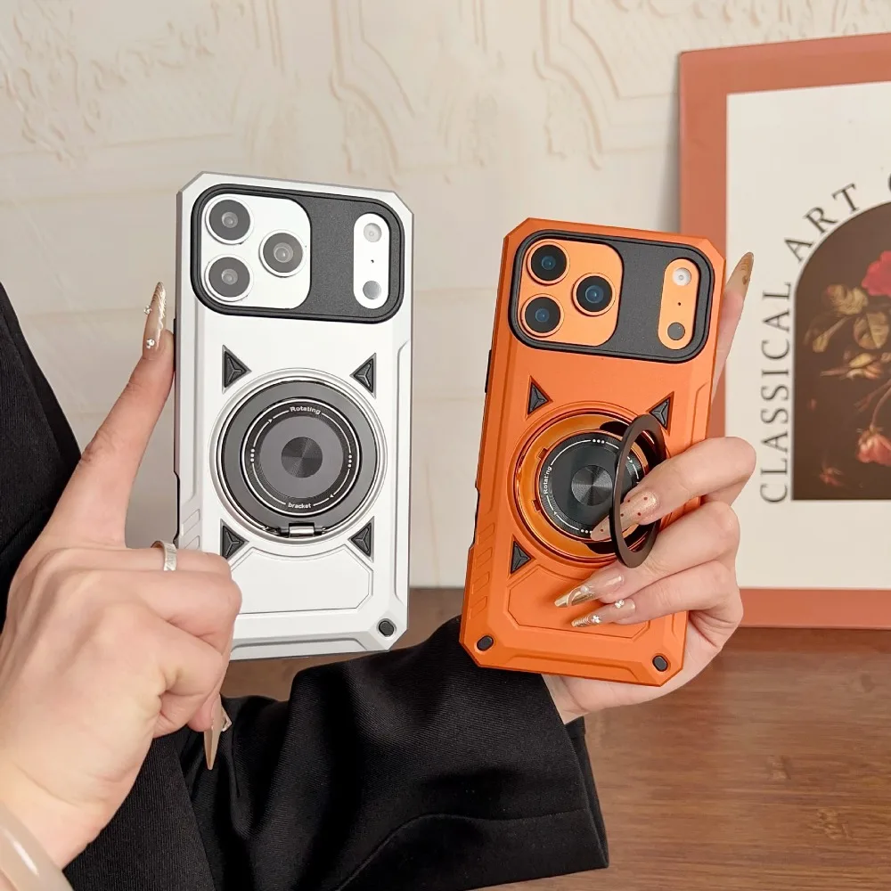 Trendige, robuste, stoßfeste Handyhülle für iPhone 17 Pro Max, 17 Pro, 17 mit 360°-Schutz °   Drehbarer Halterständer für Auto-Handyhalterung