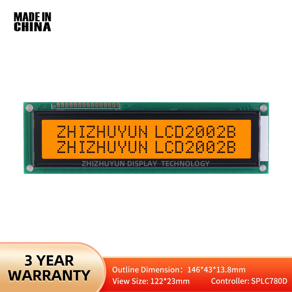 Quality Assurance 2002B Large Character Screen Orange Light Black Characters 5V 3.3V LCD Display Screen LCM Display Module