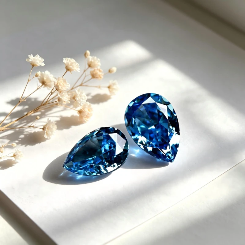 Kubischer Zirkonia Birnenform Künstlicher Zirkon Aquamarin-Farbe 5A+ Qualität CZ 4K-Schliff Crushed Ice Cut Hochkarätiger Diamant – Detail 3